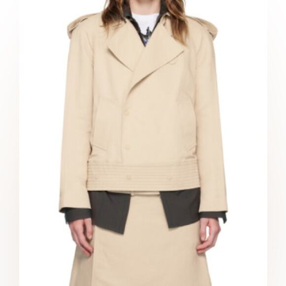 Burberry off-centre canvas trench jacket Light Beige 6 $2999 - Picture 5 of 11